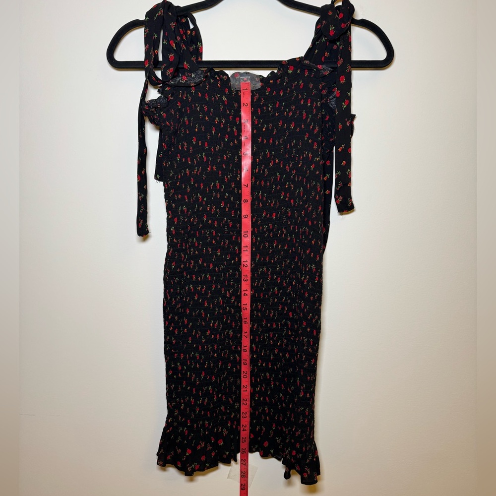 Free People Black & Red Sheath Mini Dress w Bow Tie Shoulder Straps - Size Small - Picture 14 of 14